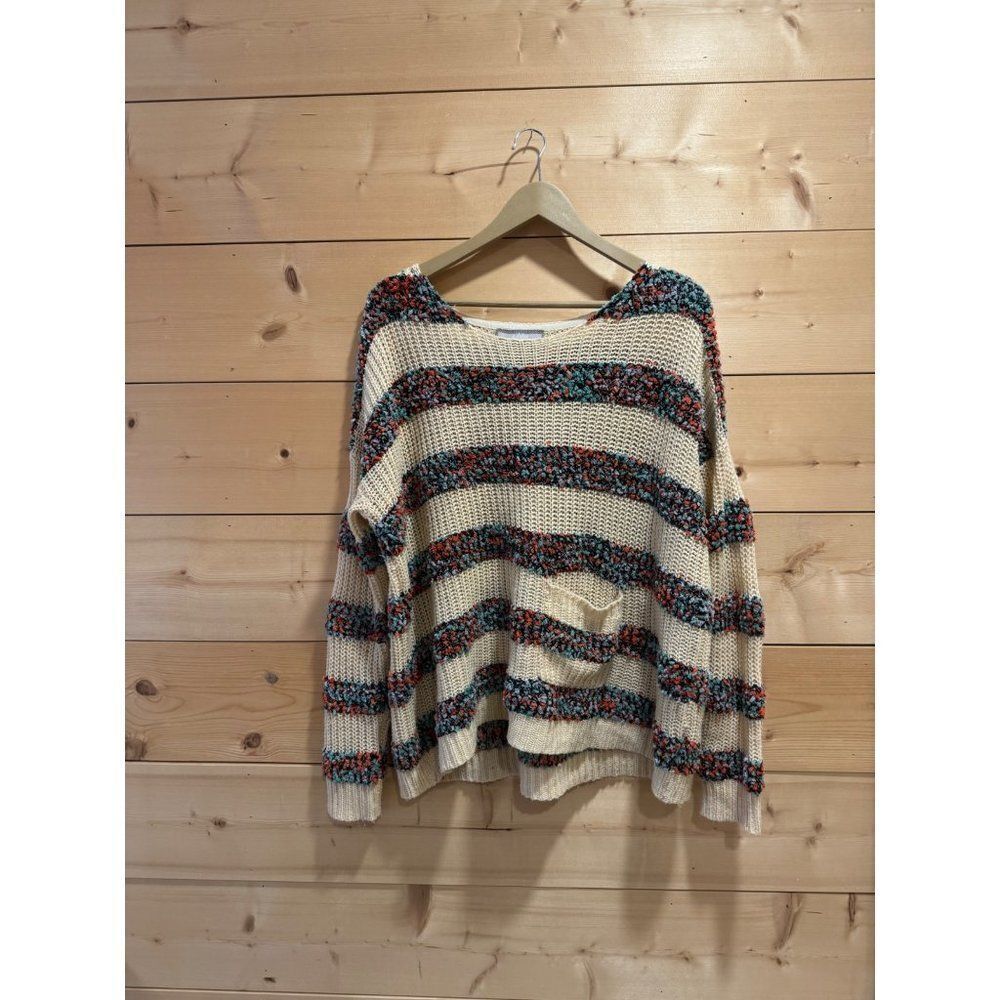 Addie Knit Sweater Medium Confetti Stripe
